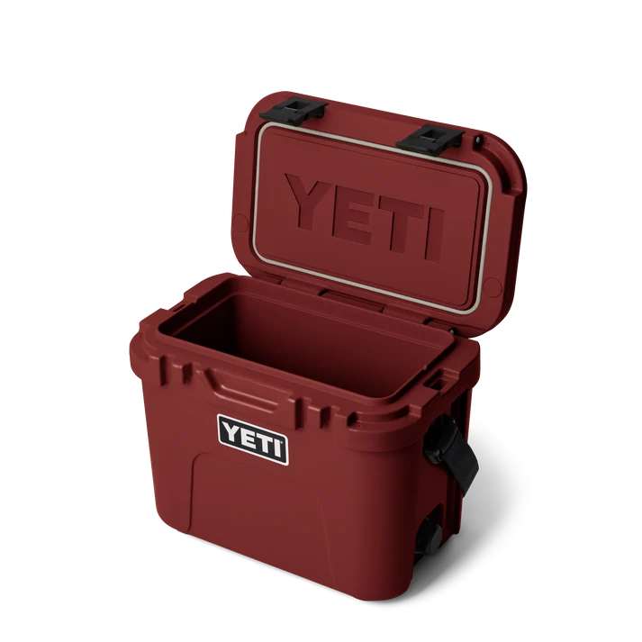 YETI Roadie 15 Cool Box in Stag Red with padded shoulder strap