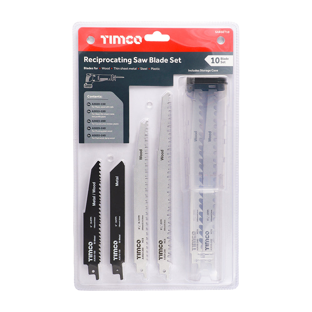TIMCO Reciprocating Saw Blade Mixed Set - Wood & Metal Cutting - High Carbon Steel & Bi-Metal