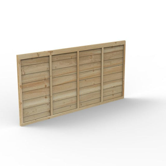 Larchlap Signature pressure treated overlap fence panel with vertical battens