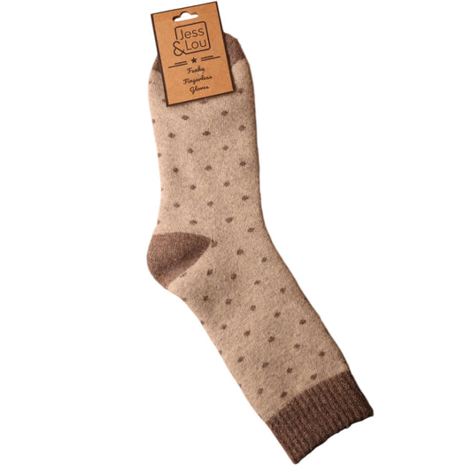 Jess & Lou Cappuccino Dot Cosy Socks