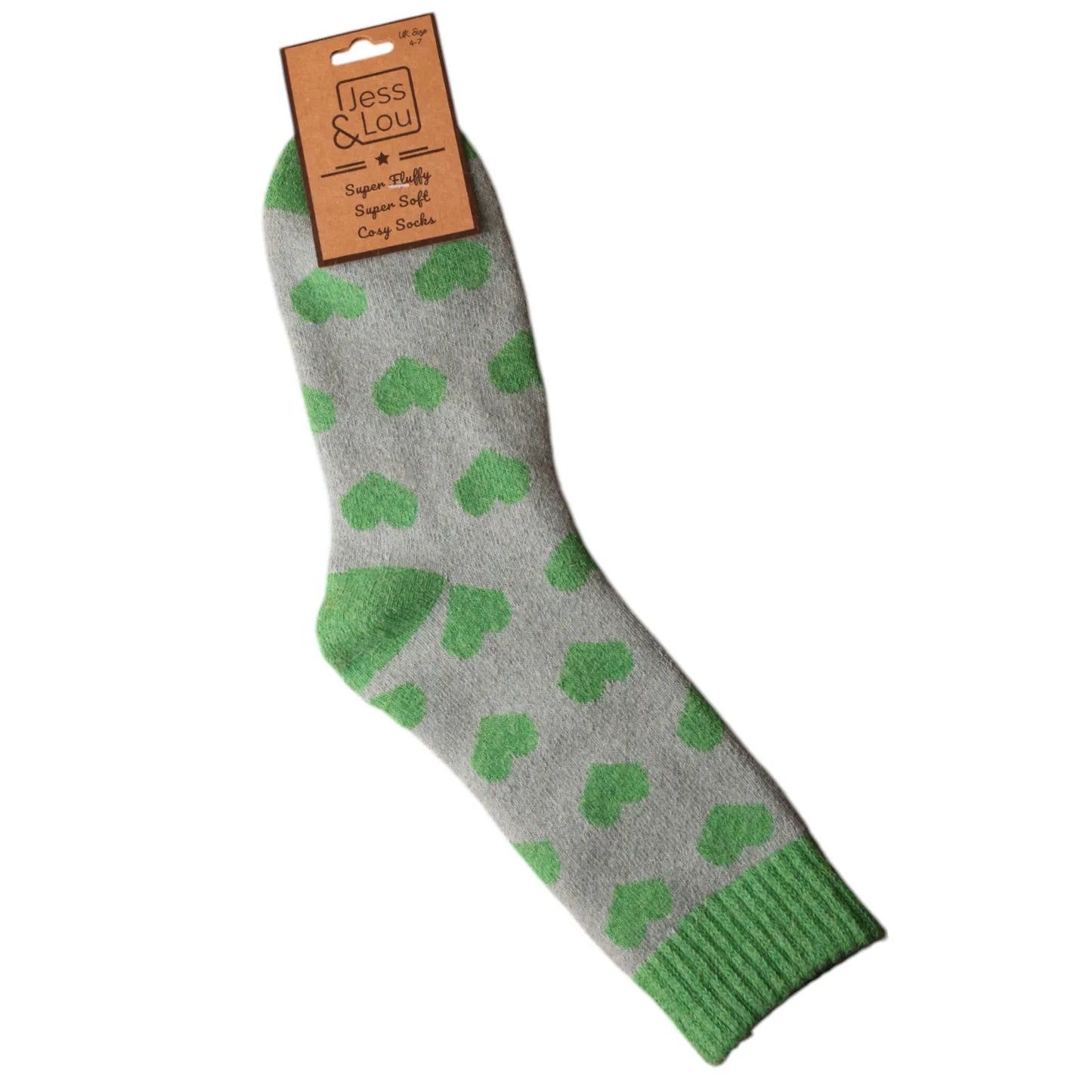 Jess & Lou Green Heart Cosy Socks
