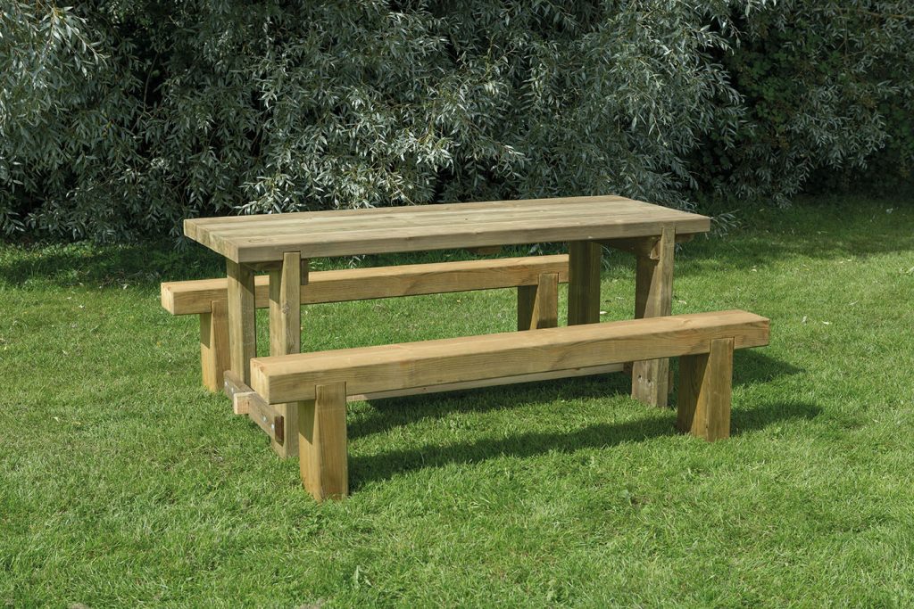 Forest Garden Refectory Table and Sleeper Bench Set 1.8m