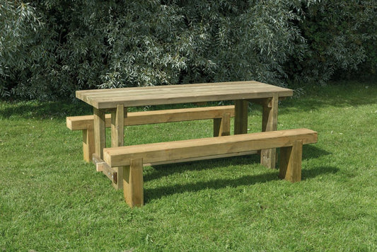 Forest Garden Refectory Table and Sleeper Bench Set 1.8m
