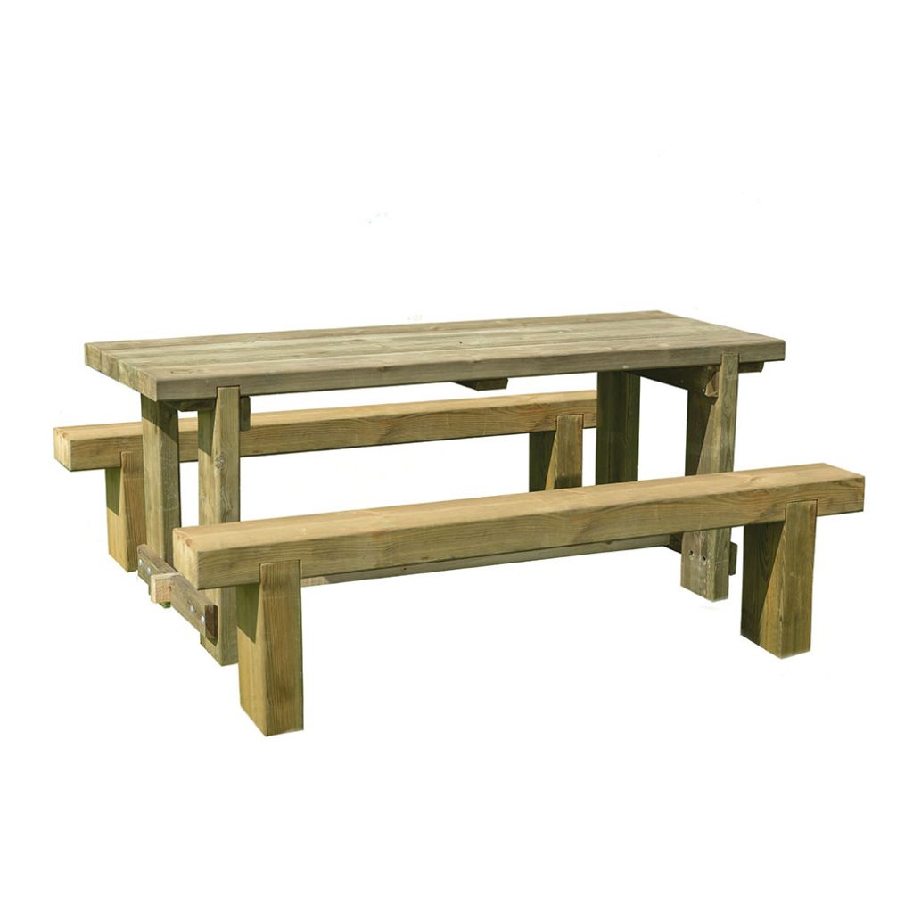 Forest Garden Refectory Table and Sleeper Bench Set 1.8m