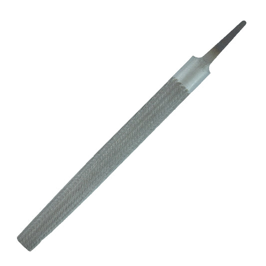 Half-round bastard cut engineers file shown in various lengths for metalworking and shaping tasks.