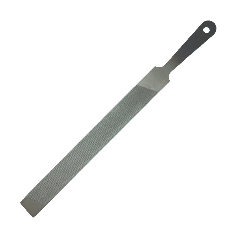 8-inch flat fine-cut Farmers Own reaper file with a large handle for sharpening agricultural tools.