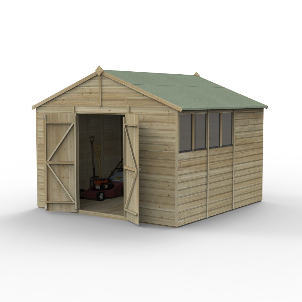 Forest Garden Beckwood 10x10 Apex Shed - 4 Windows - Double Door