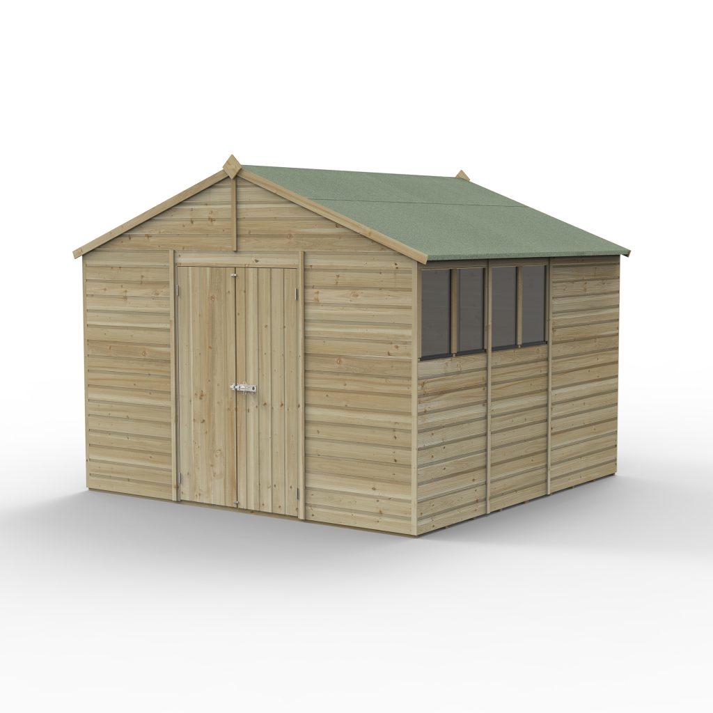 Forest Garden Beckwood 10x10 Apex Shed - 4 Windows - Double Door