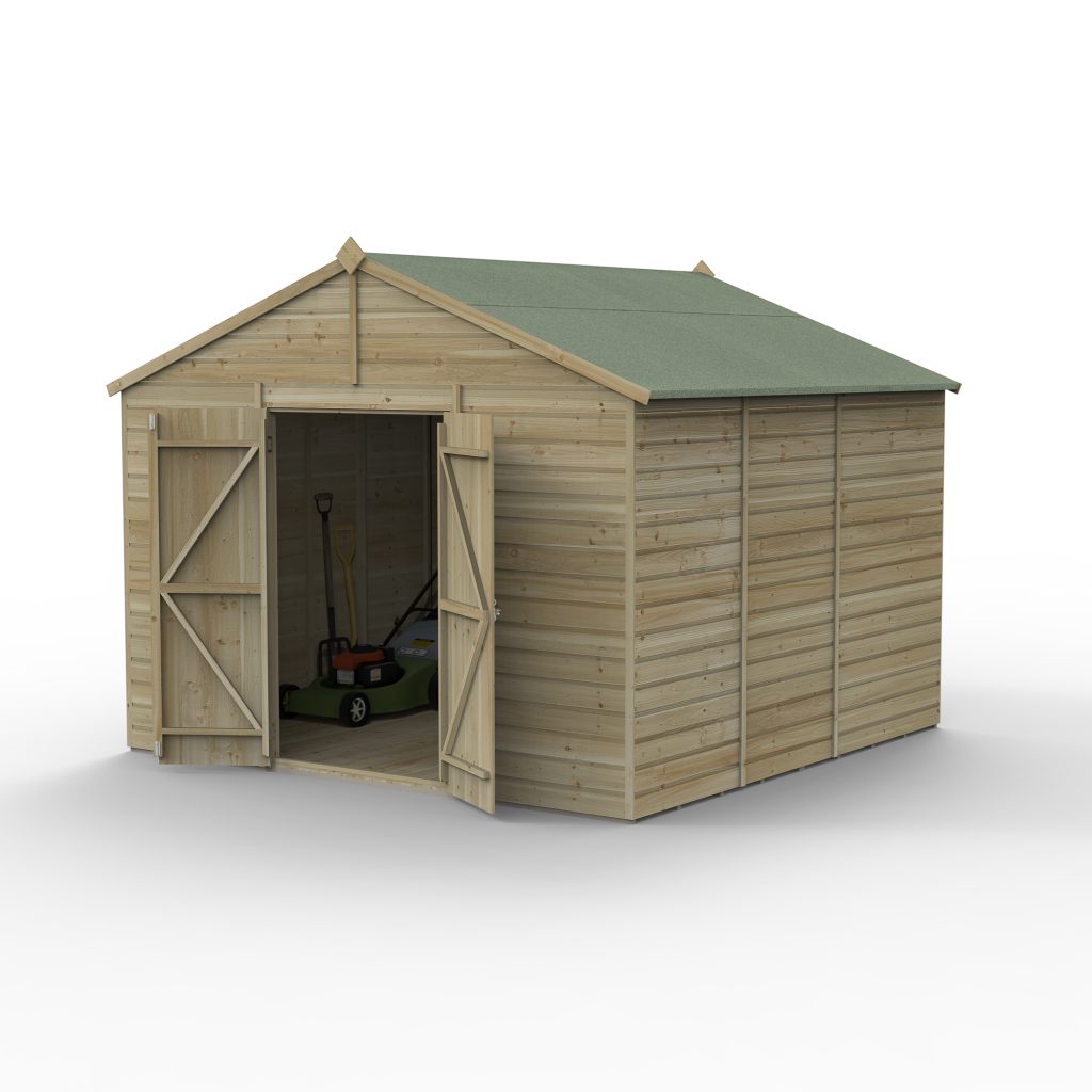 Forest Garden Beckwood 10x10 Apex Shed with No Windows and Double Door
