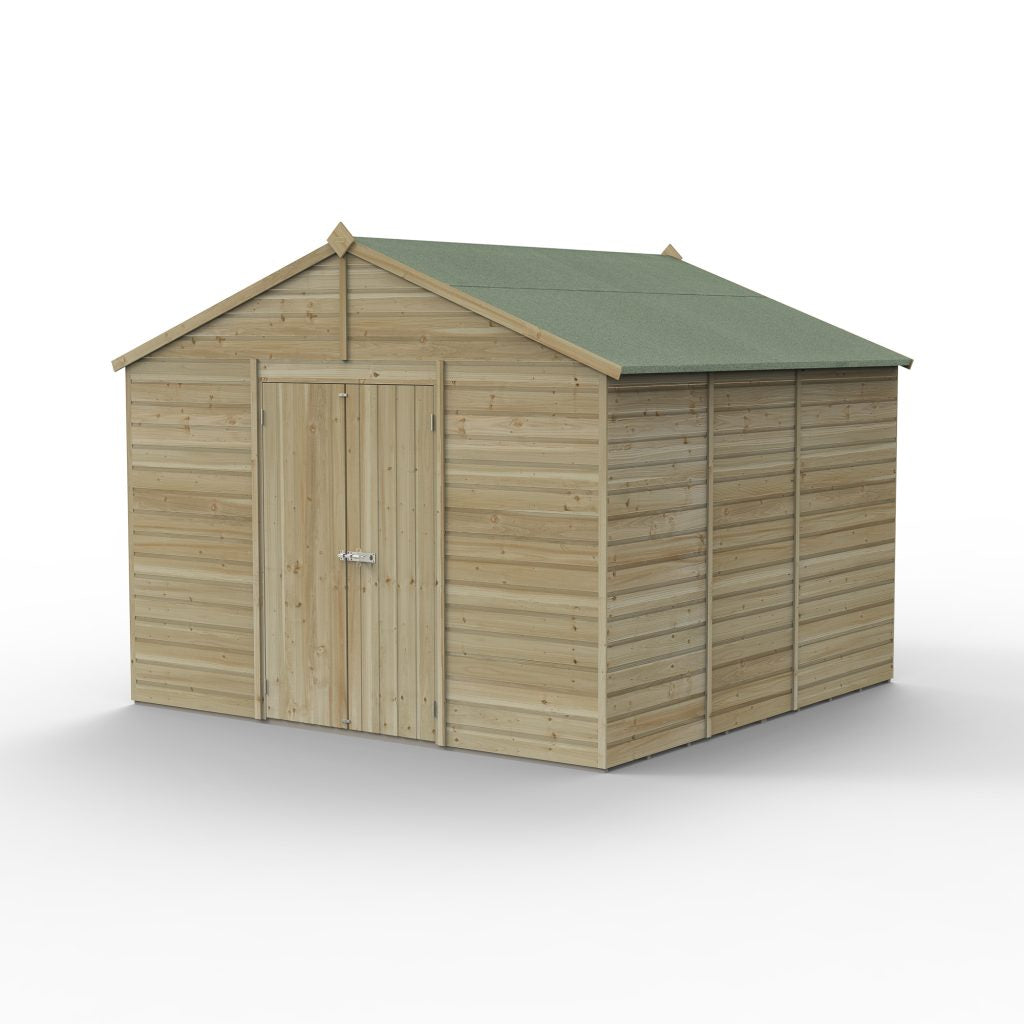Forest Garden Beckwood 10x10 Apex Shed with No Windows and Double Door