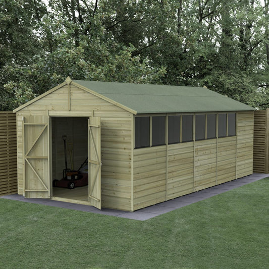 Forest Garden Beckwood 10x20 Apex Shed - 8 Windows - Double Door