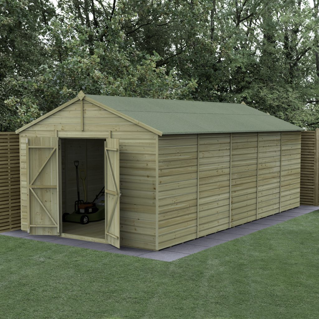 Forest Garden Beckwood 10x20 Apex Shed with No Windows and Double Door