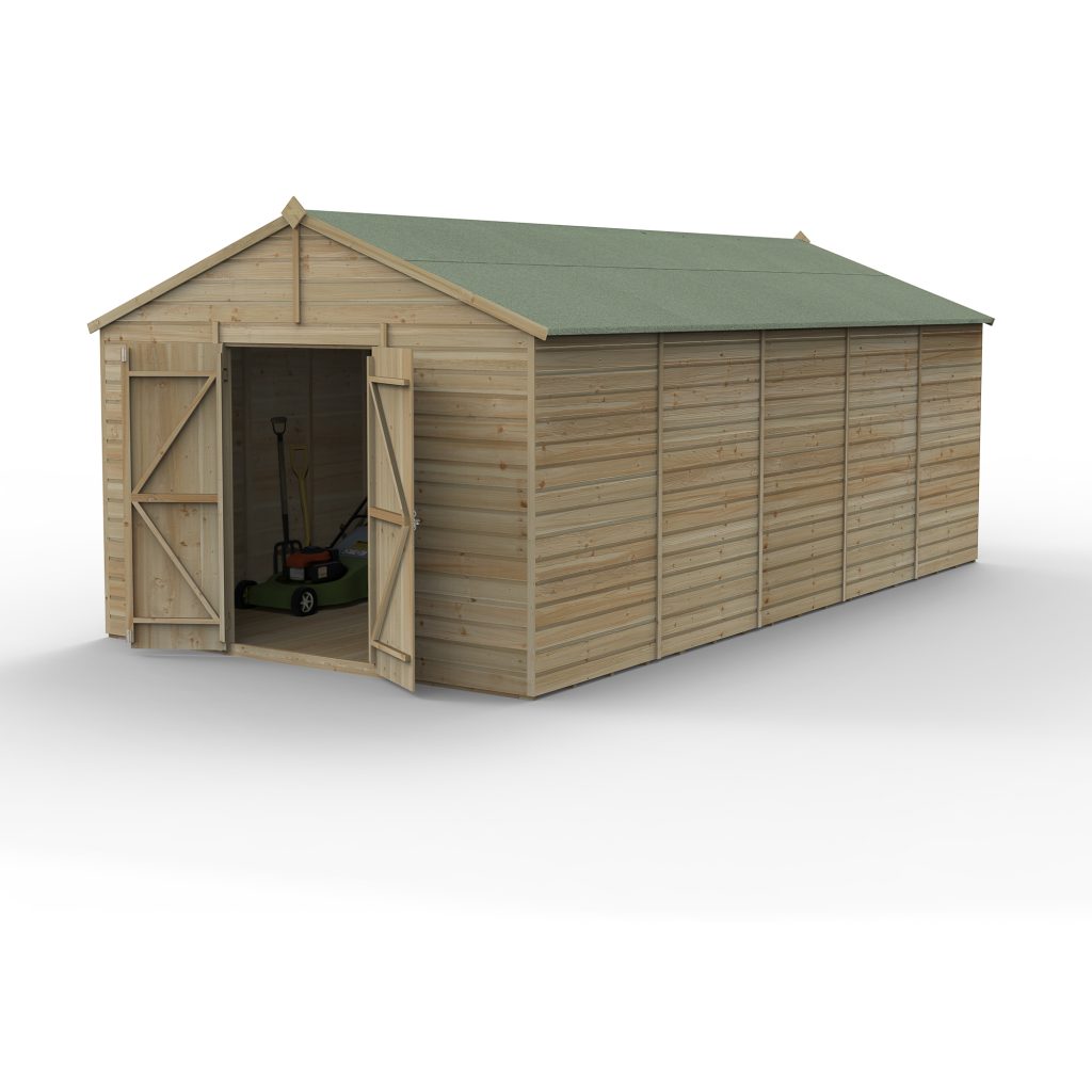 Forest Garden Beckwood 10x20 Apex Shed with No Windows and Double Door