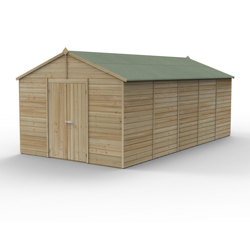 Forest Garden Beckwood 10x20 Apex Shed with No Windows and Double Door
