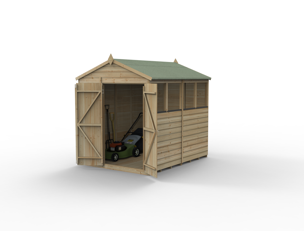 Forest Garden Beckwood 6x8 Apex Shed - 4 Windows - Double Door