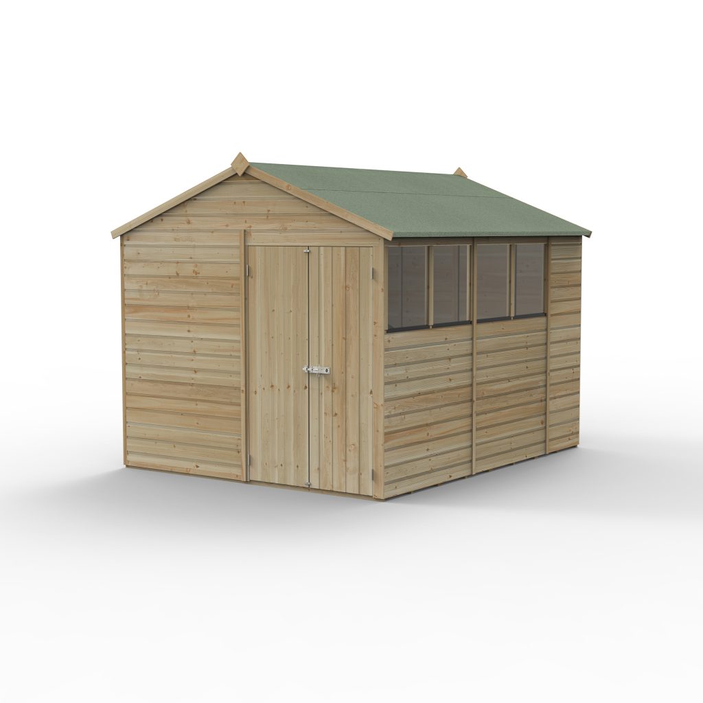 Forest Garden Beckwood 8x10 Apex Shed - 4 Windows - Double Door