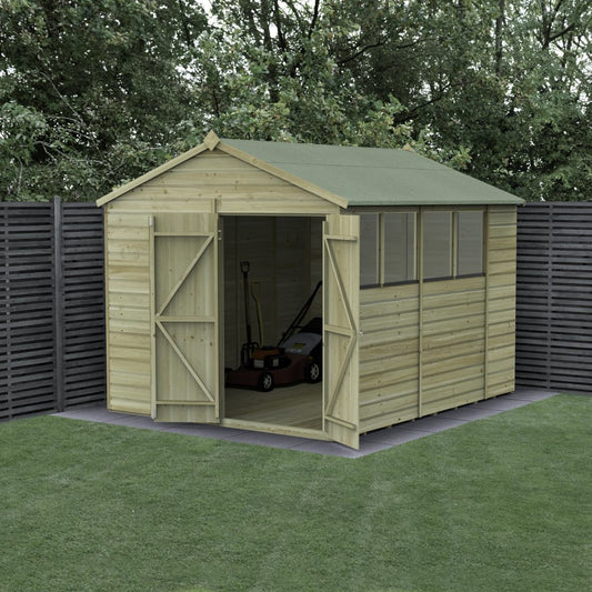 Forest Garden Beckwood 8x10 Apex Shed - 4 Windows - Double Door