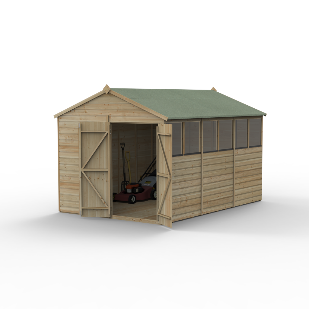 Forest Garden Beckwood 8x12 Apex Shed - 6 Windows - Double Door