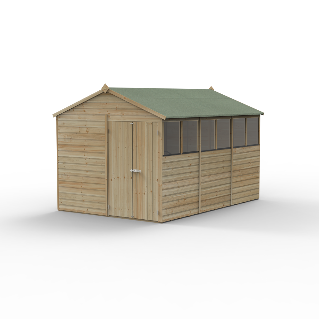 Forest Garden Beckwood 8x12 Apex Shed - 6 Windows - Double Door