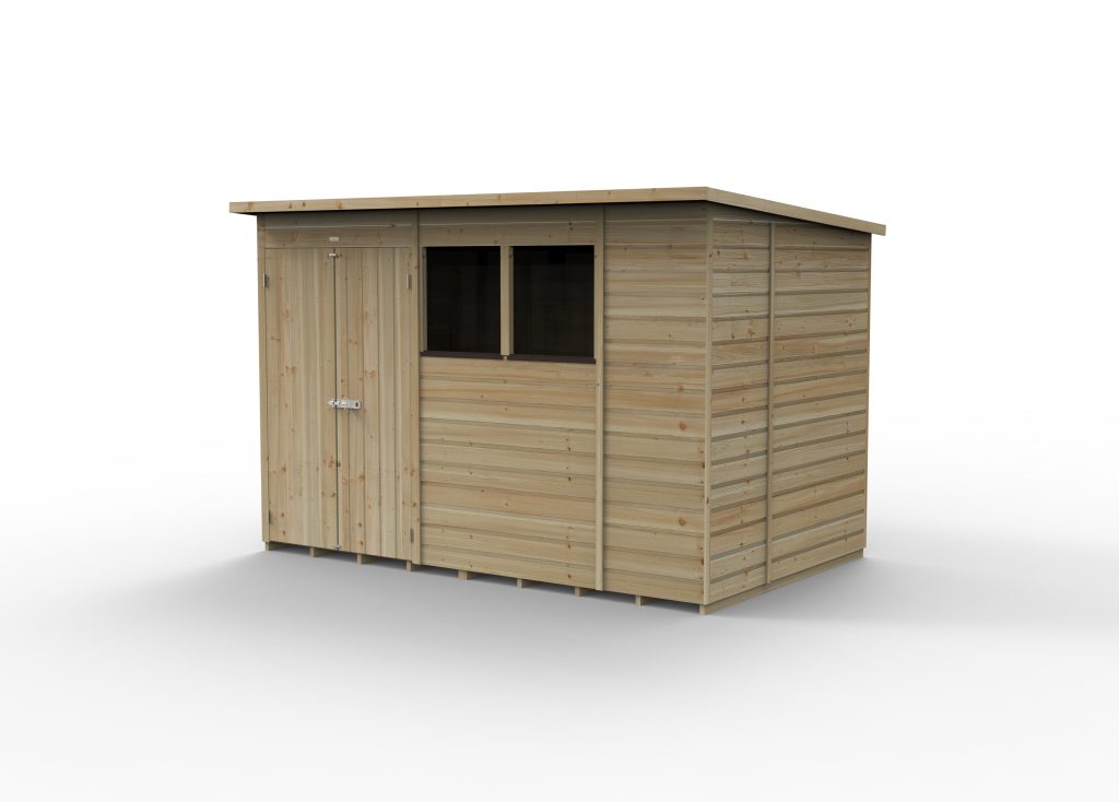 Forest Garden Beckwood 10x6 Pent Shed - 2 Windows - Double Door