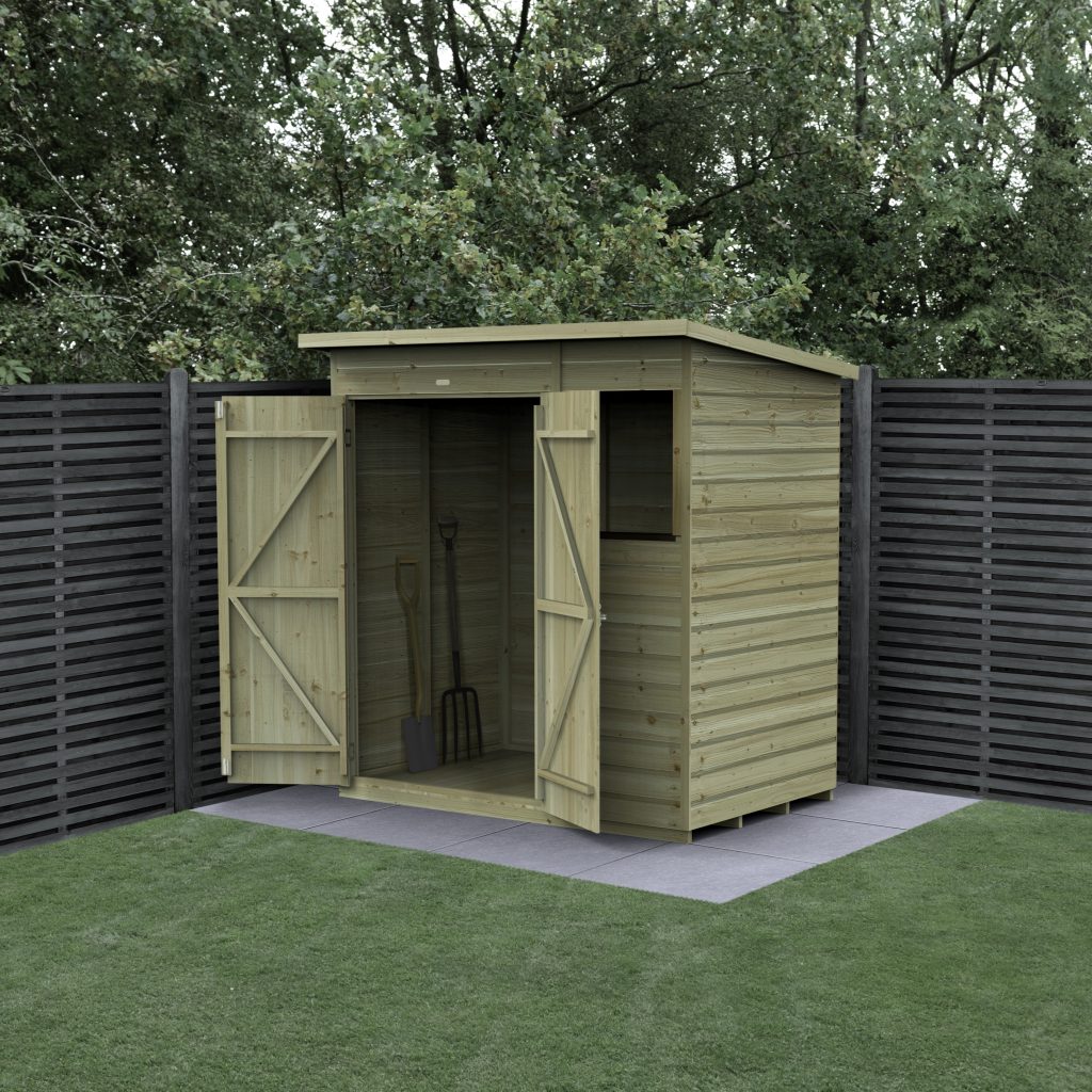 Forest Garden Beckwood 6x4 Pent Shed - 1 Window - Double Door