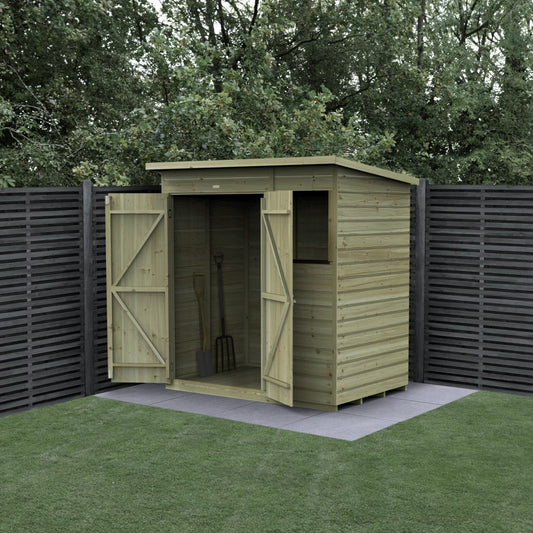 Forest Garden Beckwood 6x4 Pent Shed - 1 Window - Double Door
