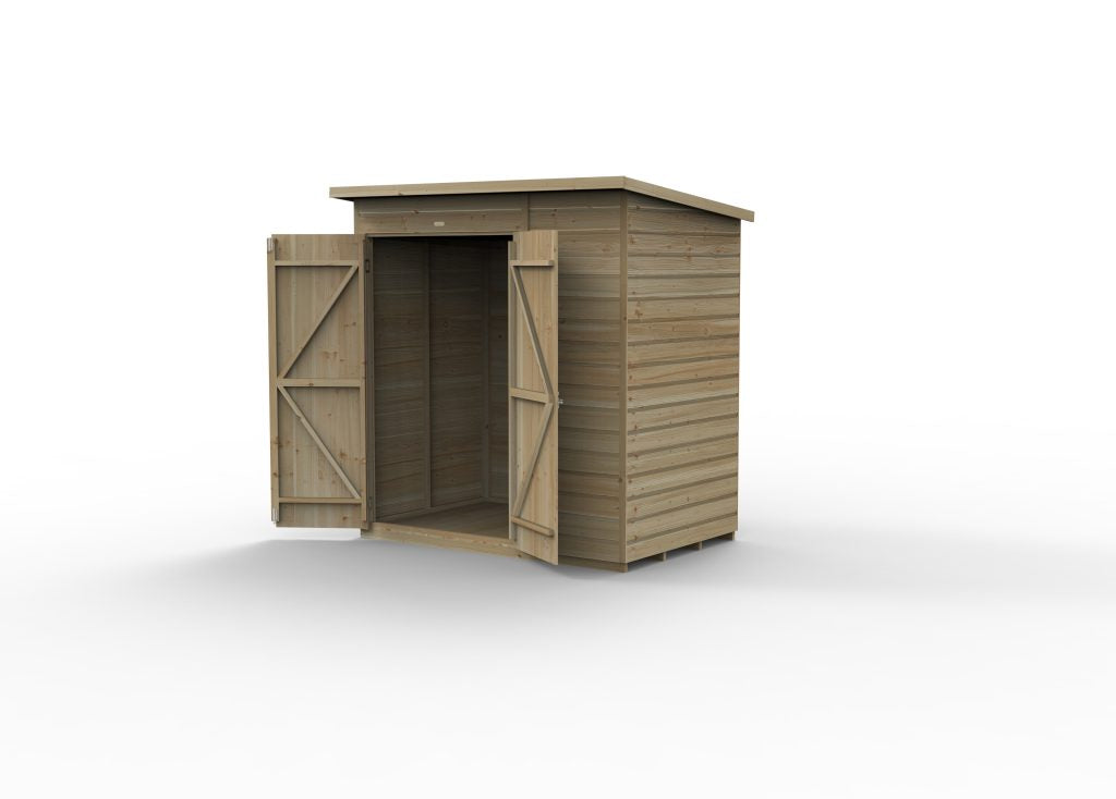 Forest Garden Beckwood 6x4 Pent Shed with No Windows and Double Door