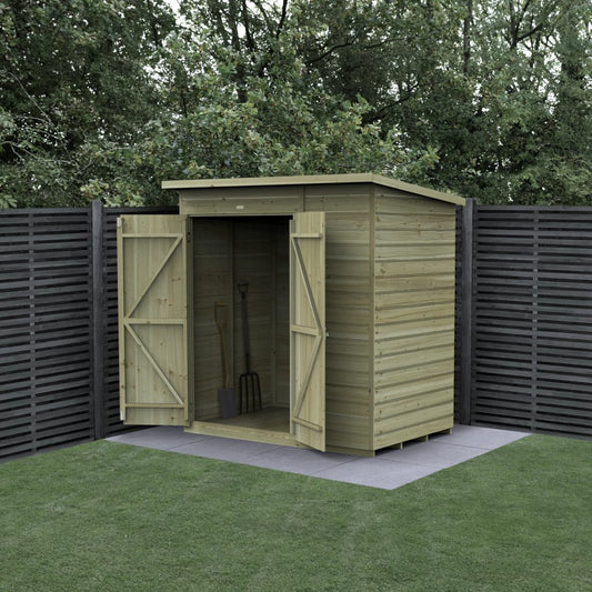 Forest Garden Beckwood 6x4 Pent Shed with No Windows and Double Door