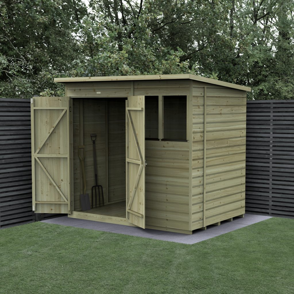Forest Garden Beckwood 7x5 Pent Shed - 2 Windows - Double Door