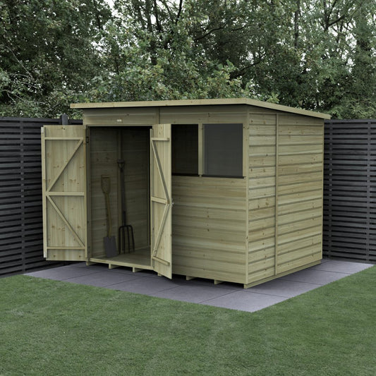 Forest Garden Beckwood 8x6 Pent Shed with 2 Windows and Double Door