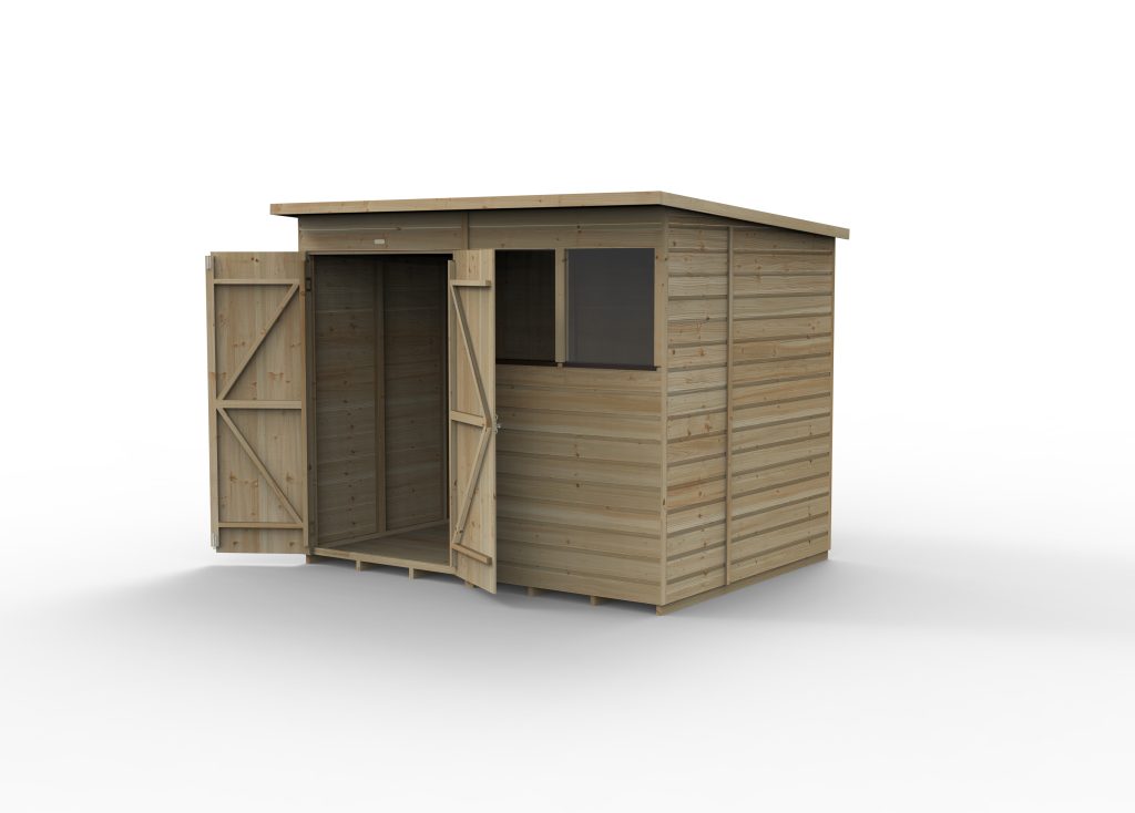 Forest Garden Beckwood 8x6 Pent Shed with 2 Windows and Double Door