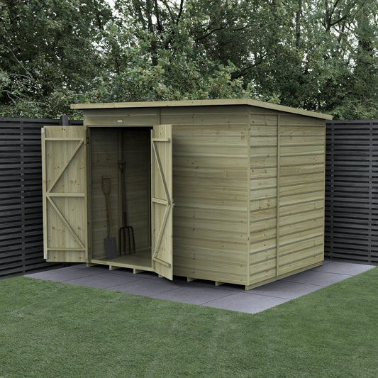 Forest Garden Beckwood 8x6 Pent Shed - No Windows - Double Door