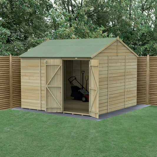 Forest Garden Beckwood 10x10 Reverse Apex Shed with No Windows and Double Door