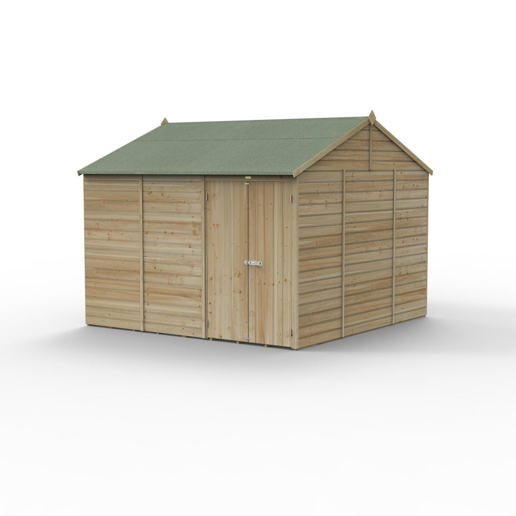 Forest Garden Beckwood 10x10 Reverse Apex Shed with No Windows and Double Door