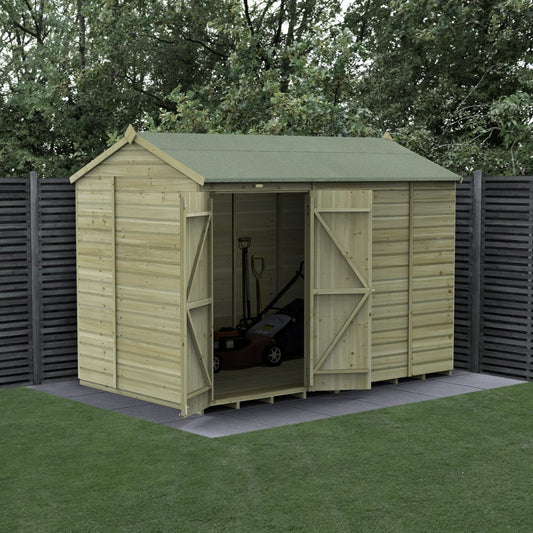 Forest Garden Beckwood 10x6 Reverse Apex Shed with No Windows and Double Door