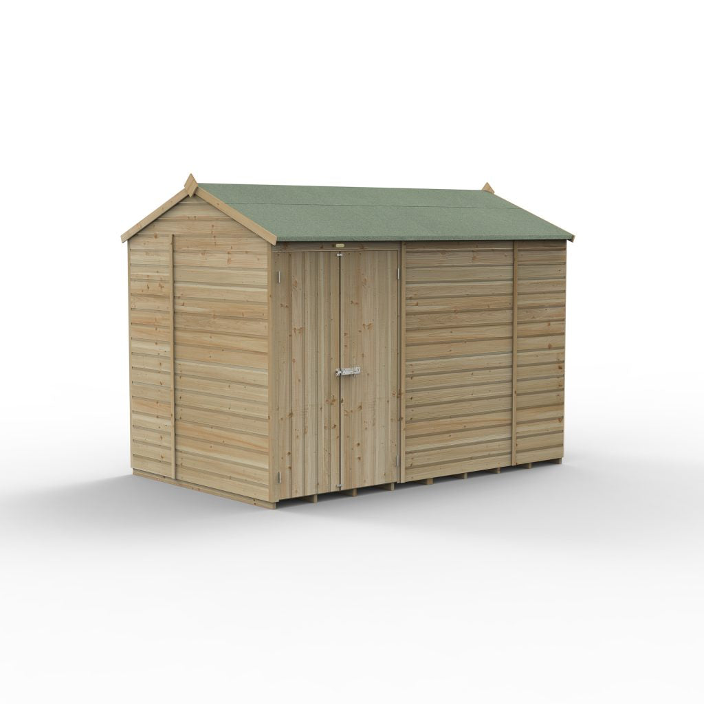 Forest Garden Beckwood 10x6 Reverse Apex Shed with No Windows and Double Door