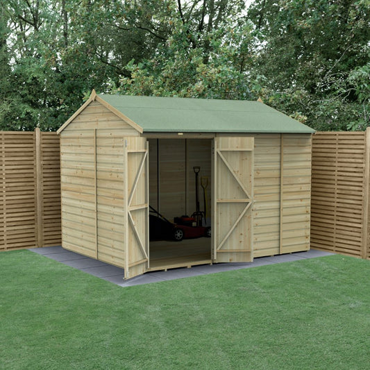 Forest Garden Beckwood 10x8 Reverse Apex Shed - No Windows - Double Door