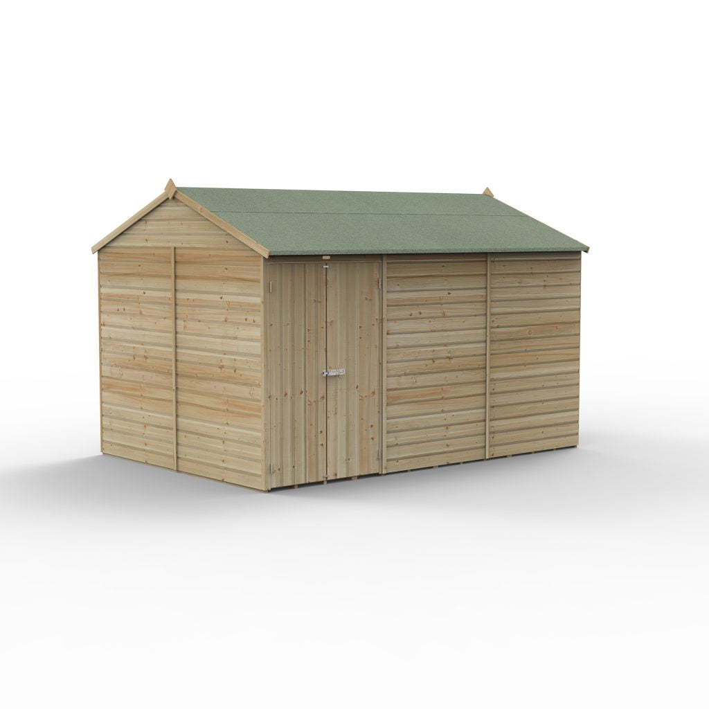 Forest Garden Beckwood 12x8 Reverse Apex Shed with No Windows and Double Door