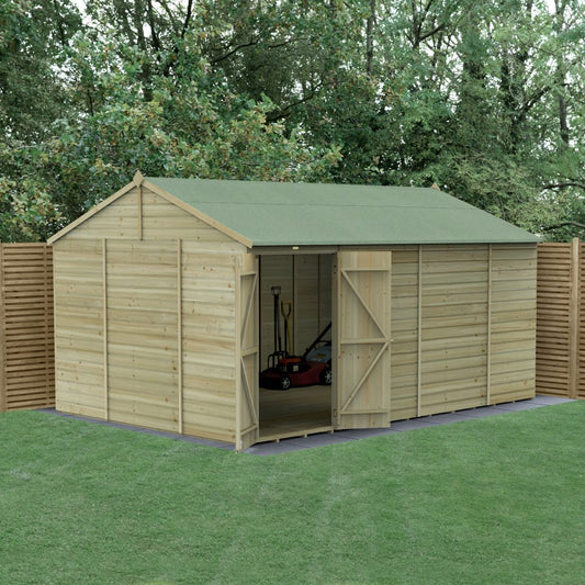 Forest Garden Beckwood 15x10 Reverse Apex Shed with No Windows and Double Door