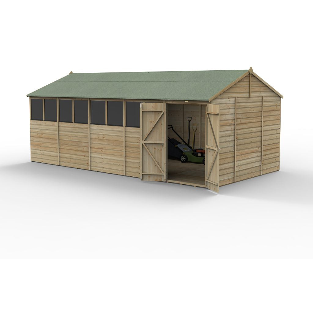 Forest Garden Beckwood 20x10 Reverse Apex Shed with 8 Windows and Double Door