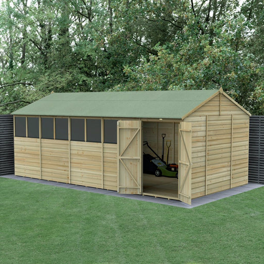 Forest Garden Beckwood 20x10 Reverse Apex Shed with 8 Windows and Double Door