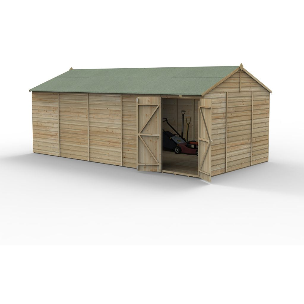 Forest Garden Beckwood 20x10 Reverse Apex Shed - No Windows - Double Door