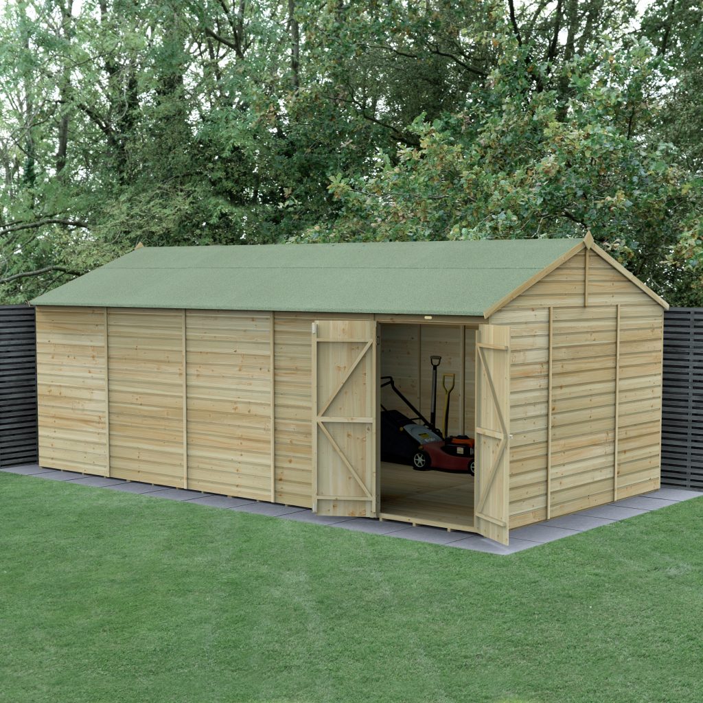 Forest Garden Beckwood 20x10 Reverse Apex Shed - No Windows - Double Door