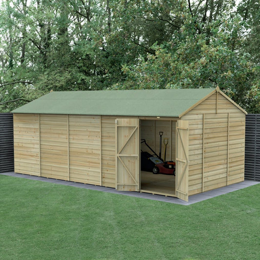 Forest Garden Beckwood 20x10 Reverse Apex Shed - No Windows - Double Door