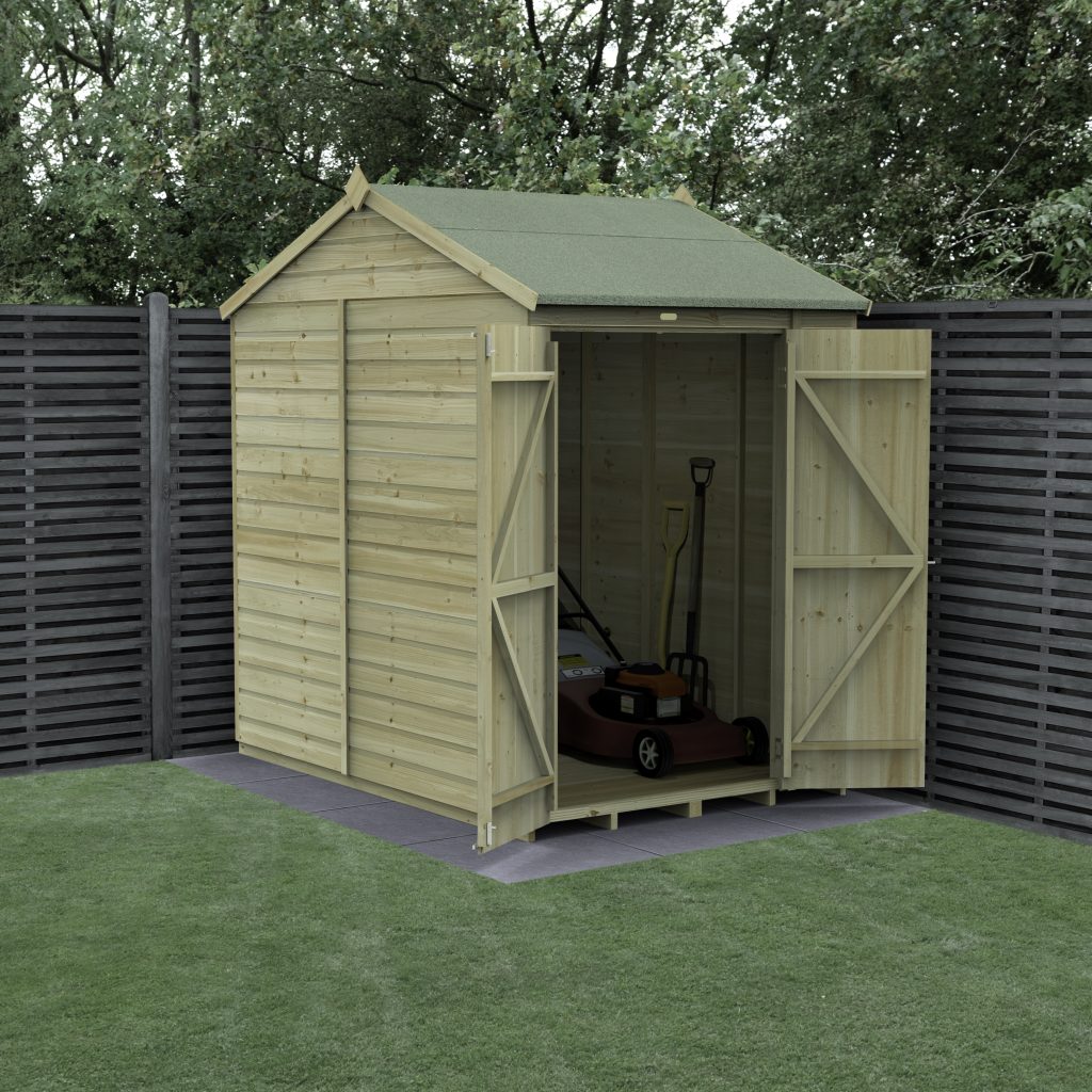 Forest Garden Beckwood 5x7 Reverse Apex Shed with No Windows andf Double Door
