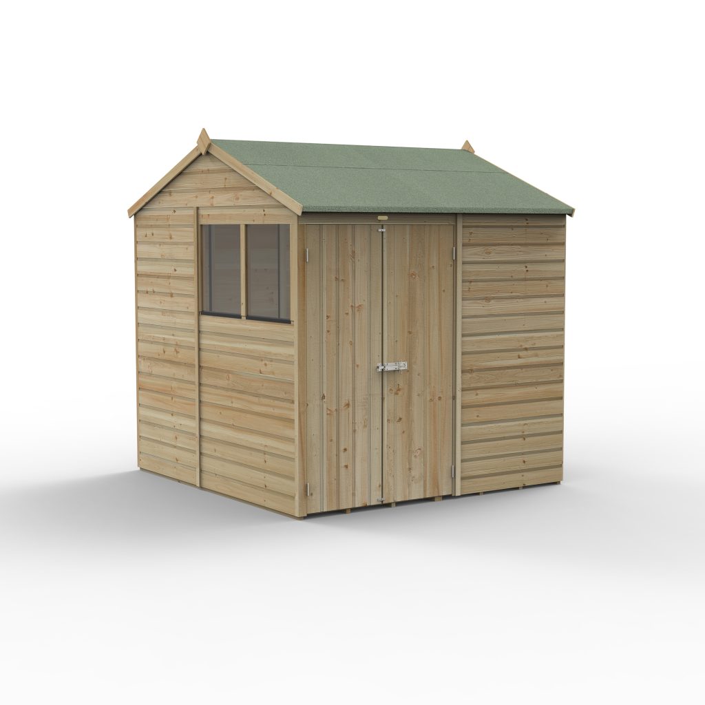 Forest Garden Beckwood 7x7 Reverse Apex Shed - 2 Windows - Double Door