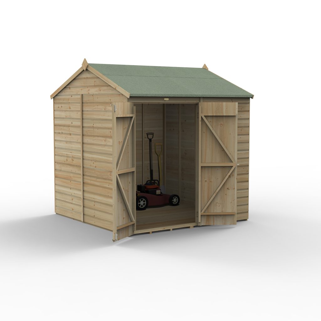 Forest Garden Beckwood 7x7 Reverse Apex Shed - No Windows - Double Door