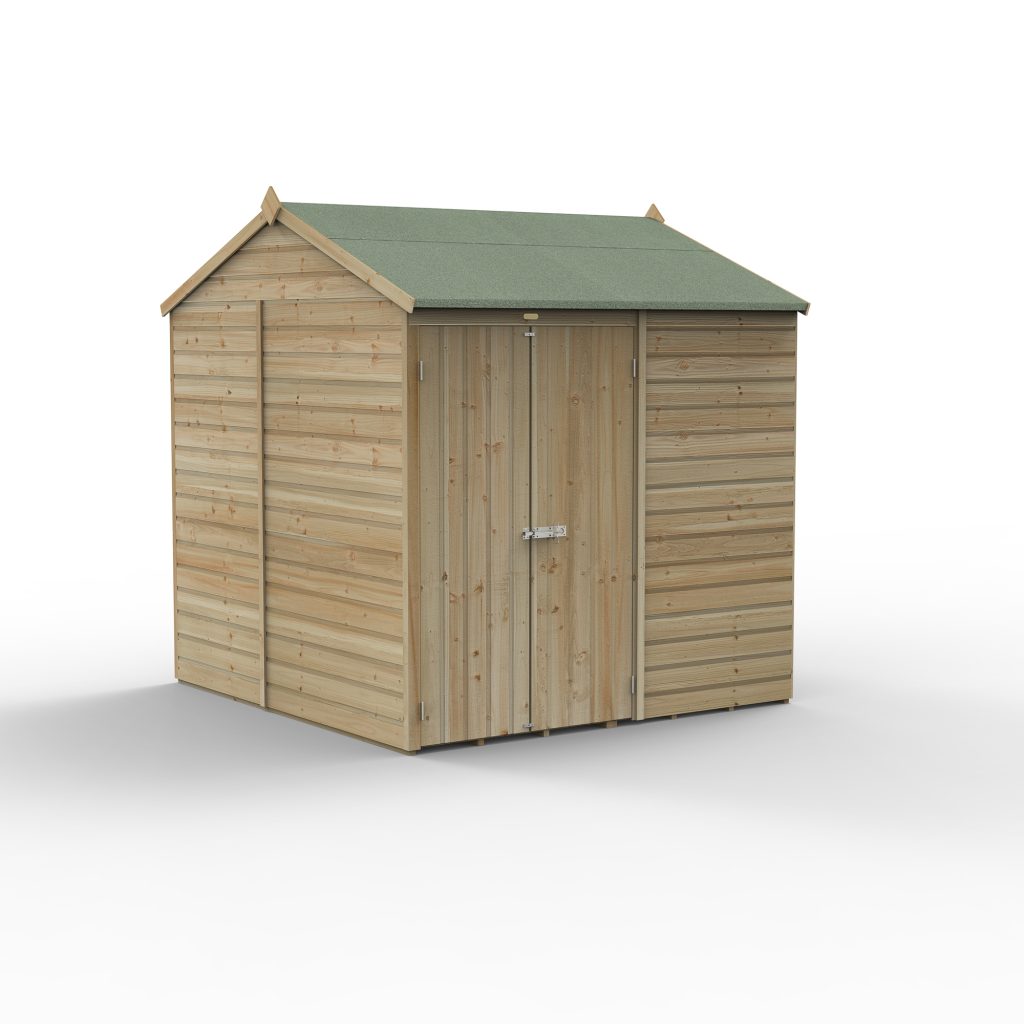 Forest Garden Beckwood 7x7 Reverse Apex Shed - No Windows - Double Door