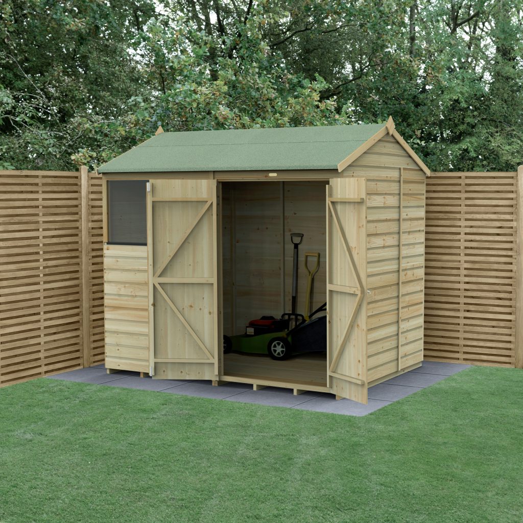 Forest Garden Beckwood 8x6 Reverse Apex Shed - 2 Windows - Double Door