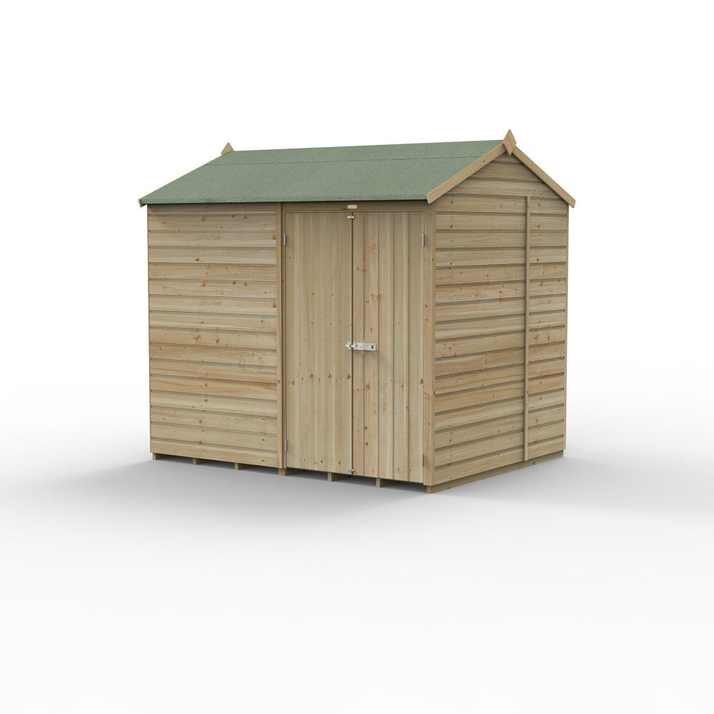Forest Garden Beckwood 8x6 Reverse Apex Shed - No Windows - Double Door